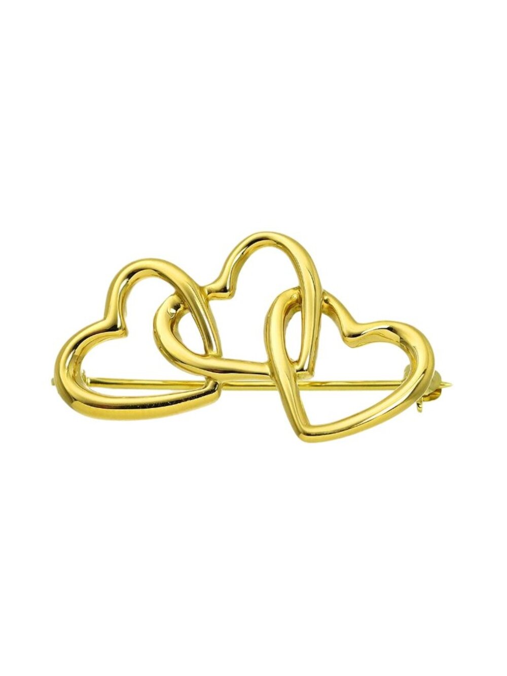 Tiffany & Co Triple Heart Brooch 18k Yellow Gold